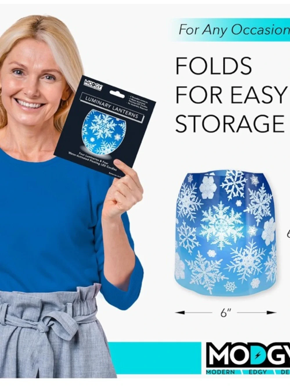 Modgy Luminary Snowflake Lanterns Water Activated Set Of 4